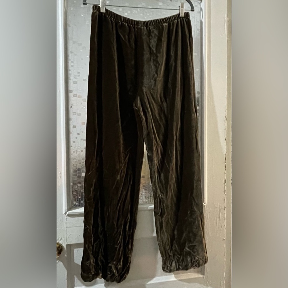 Peter Cohen 100% Silk Velvet Wide Leg Pants